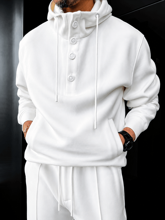 Men's Henley Hoodie Tracksuit Set